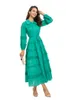 Women's Runway Dresses Peter Pan Collar Long Sleeves Tiered Ruffles Elegant Fashion Designer Vestidos