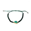 Bracelets de cheville perles de cristal vert foncé Bracelet de cheville pour femmes Vintage créatif tissé à la main corde pied chaîne Bracelets bijoux