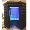 Free ship LED lighting Black octagon inflatable photo booth tent enclosure photobooth for rental with 1 door