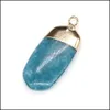 Charms Reiki Healing Полупытный прямоугольник белый камень окрашенный цветом Crystal Pendant Diy Ожерелье Женское модное украшение находки Sport1 Dhwsk