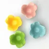 Bowls Ceramic Bowl Mini Dish Sauce Tray Colorful Bol Flower Shape Kids Soup Boat Dessert Small Plate Porcelain 4Pcs/Set