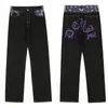 Men's Jeans Y2k Cashew Flowers Purple Streetwear Casual Pants Punk Hip Hop Letter Print Baggy Harajuku Straight Denim Trousers 230216