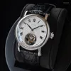 Sugess Wristwatches Luxury Tourbillon Watch Seagull ST8000 Movement Mechanical Mens Watch Calendar Business Watches豪華なワニ革