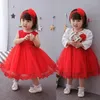 Robes de marque pour petites filles, vêtements d'anniversaire de 2 ans, rouge, sans manches, en Tulle, à plusieurs niveaux, tenue de fête pour nourrissons, RBF164719