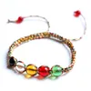 Filo etnico intrecciato a mano corda multicolore 5 colori perle di vetro elasticizzato cinese cinque elementi Fengshui fascino braccialetti portafortuna