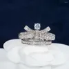 Bagues de cluster mode doux arc anneau Zircon femmes luxueux confidente plaqué platine saint valentin cadeau fête Net