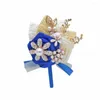 Decorative Flowers 1pcs Fashion Bride Boutonnieres Brooch Wedding Groom Artificial Rose Flower Corsages