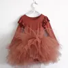 Filles robes bébé fille princesse tulle peluche à manches longues pour enfant en bas âge Puffy Tutu Black Green Pageant Dance Vêtements 110y 230217