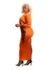 プラスサイズのドレス女性服エレガントな長袖ヒョウドレスボディーコンセクシーな大きな卸売バルクドロップ