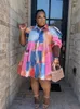 Plus Size Dresses Women Tie Dye Dress Loose Casual Summer Shirt Ladies Sexy Short Streetwear Wholesale Bulk Drop