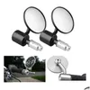 Espelhos de motocicleta 1 par 7/8 espelho retrovisor redondo guid￣o da barra traseira para todos os tipos de motocicletas e ve￭culos el￩tricos d dhsch