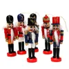 Decorative Objects Figurines 6Pcs Wooden Nutcracker Doll Soldier Miniature Vintage Handcraft Puppet Year Christmas Ornaments Home Decor 230217