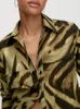 Women's Blouses Women Shirt Casual Simple All-match Front Short Back Long Silhouette Animal Print Single Breasted Sleeve