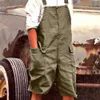 Heren shorts Summer Men Overalls Solid Color Grote zakken Korte Romper losse vracht jumpsuit plus maat Casual Algemene dagelijkse Dagelijkse slijtage Z0216