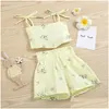 Kleidungssets Mode Baby Mädchen Blumendruck Kleidung Set Irregar Saum ärmellose abgeschnittene Tops kurz für Sommer 6M4T Drop Lieferung Ki Dhnum