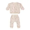 Pyjamas printemps automne bébé ensemble garçon fille décontracté imprimé col rond haut en coton pantalon infantile Homewear à manches longues vêtements nés 230217