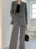 Женские брюки из двух предметов, брючный костюм, повседневная куртка с длинными рукавами, высокая талия, женский комплект из 2 предметов, блейзер, женская мода, элегантный 230216