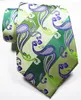 Bow Ties Fashion Paisley Striped Tie Men's 9cm Silk Necktie Set Green Orange JACQUARD WOVEN