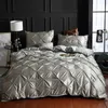 Ensembles de literie Rayonne pincée plissée King Size housse de couette ensemble de luxe complet Double ensemble de literie Queen pli simple Double ensembles de literie ensembles de lit en satin