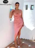 Casual Dresses Newasia Satin Maxi Dress Backless Soe Up Split Swinging Neck Ruched Asymmetrical Slip Dress Robe Femme Sexiga klänningar för kvinnor Z0216