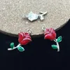 Pendant Necklaces 13 24MM Enamel Alloy Rose Flower Charms Oil Drop Metal Ornament Accessories Jewelry Finding Bracelet Charm