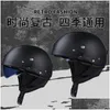 Casques de moto Casque ouvert Cuir Vintage Casco Moto Retro Half Chopper Biker Pilot Dot Size Mxl Drop Delivery Mobiles Motorcyc Dhmos