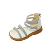 Sandales filles sandales romaines petits enfants 2022 été nouveau bébé mode strass princesse chaussures Han Fan bout ouvert chaussures de plage W0217
