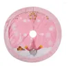 Christmas Decorations Pink Tree Skirt With LED Light Decor Floor Mat Faceless Doll Carpet Home