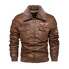 Jaquetas masculinas Fleece Winter espessura PU PU PELA PELA CLARO DE BOMBER BOMBER CAZELE