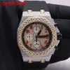 Polshorloges luxe op maat gemaakte bling iced out -horloges wit goud vergulde Moiss Anite Diamond Watchess 5A Hoge kwaliteit Replicatie Mechanische DFMF 6AH6