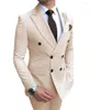 Herrdräkter Bourgogne Suit 2 stycken Double-breasted hack lapel platt casual tuxedos för bröllop (blazerbyxor)