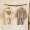 Pajamas Spring Infant Baby Cartoon Clothing Sets Toddler Boys Girls Long Sleeve Sweatshirt Pants 2pcs Suit Kids Cute Bear Clothes Set 230217