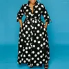 Casual Dresses Autumn Maxi för kvinnor Hög midja långärmad klänning Polka Dot Ladies Office Plus Size Drop grossist