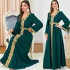 Etnische kleding Turkije Abaya borduurwerk moslimvrouwen lange jurk Arabia Midden-Oosten kaftan v-neck avondjurk islamitische kleding Marokkaans