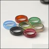 Band Rings Fashion Jade Ring Jewelry Gift Glass For Women Black White Red Green Blue Rose Carnelian Tail Rin Sexyhanz Drop Delivery Dhrw0