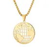 Pendant Necklaces Hip Hop Jewelry--Gold Color Earth For Men Women Stainless Steel No Fade 60cm Chain