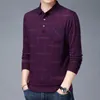 Męska marka mody Polos Mander Down Down Cołd Man Polo Shirt Men Casual Plaid Spandex Długie rękawy Fall Men Ubranie 230217