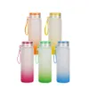 Sublimation Blanks glass water bottle 17oz 500ml ambre Color frosted Blank Bottles with cap and portable ring