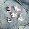 Acess￳rios de desenhos animados broches de esmalte pino para mulheres camisa de casaco de moda demin metal engra￧ado rosa animal pinos de broche Promons Promotio dhpub