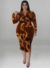 プラスサイズのドレスシックでエレガントな女性ドレス女性のためのカジュアルな秋の服ロングスリーブの大きな卸売ドロップ