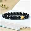 Brins Perlés 8 Mm Perles De Pierre Oeil De Tigre 12 Constellation Couple Bracelet Noir Hommes Bracelets Pour Femmes Pseras Mascina Hombre Entier Dhhb1