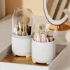 Storage Boxes Makeup Brush Pot 360 Degree Rotatable Dustproof Box Desktop Cosmetics Lipsticks Pen Holder Organizer