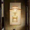 Hängslampor 40 cm bambu korg rotting bub skugga ljus fixtur land vintage japanska hängande tak lampa bondgård matsal