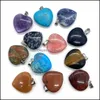 Charms 20mm Cristal natural Picture AGate Stone Love Heart Rose Quartz Pingents Trendy for Jewelry Making Sport1 Drop Delivery Findi Dhtyt