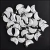 Charms Natural Stone White Pink Rose Quartz Crystal Crescent Moon Shape Pendants For Jewelry Making Diy Earrings Necklace Drop Deliv Dhssr