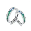 Anillos de boda 1 par de cobre platino platino sueño azul estrella cielo de pareja ajustable hombres para hombres apertura de joyería de dedo