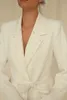 Spring White Wedding Women Pants Suits Pearls Beading Mother of the Bride Suit Evening Party Blazer Guest Wear 2 Pieces