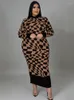 Plus Size Dresses Long Elegant Evening Dress Party Slim Chic And Woman Plaid With Print Wholesale Bulk Drop