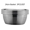 Bowls 304 Stainless Steel Thickened Mixing Kitchenware Set Nested Drain Basket Vegetables Basin Rice Sieve Soup Strainer K