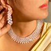 Wedding Jewelry Sets CWWZircons Luxury Chunky Full Cubic Zirconia Paved Dinner Party Bridal Choker Big Necklace for Women T644 230216